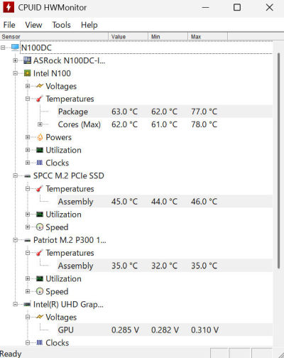N100DC-ITXの上から見た画像